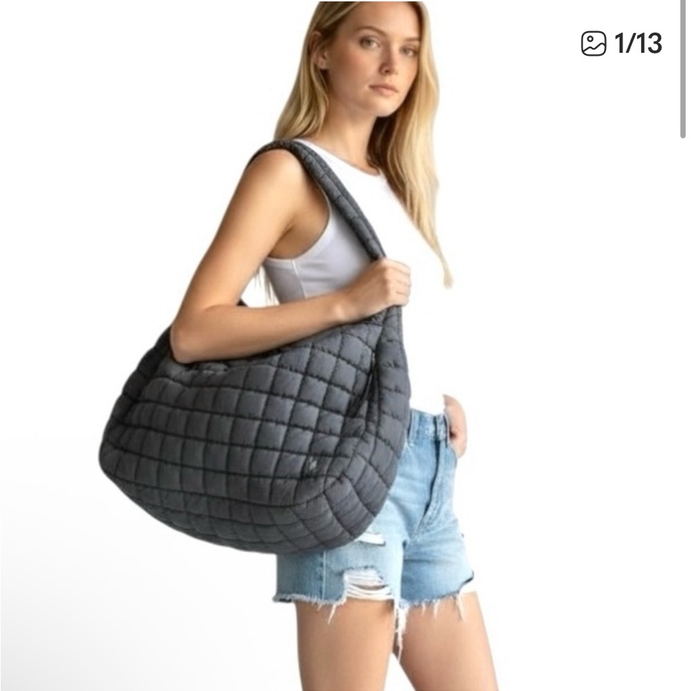Free People Movement Charcoal Quilted Carryall Bag